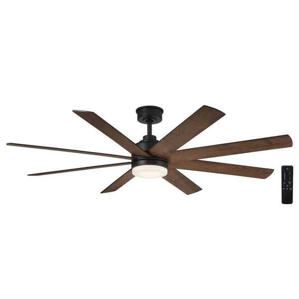 Home Decorators Collection YG908A MBK+V8 Celene 62 in. Integrated CCT LED Indoor/Outdoor Matte Black Ceiling Fan